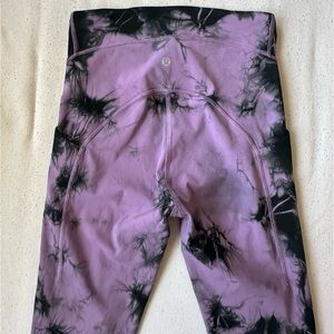 lululemon - power thru 25” tight - tie dye wisteria purple/black - size 6